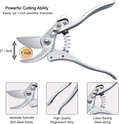 TONMA 8.1" Pruning Shears, Made in Japan, Garden Scissors & Clippers, TP-1