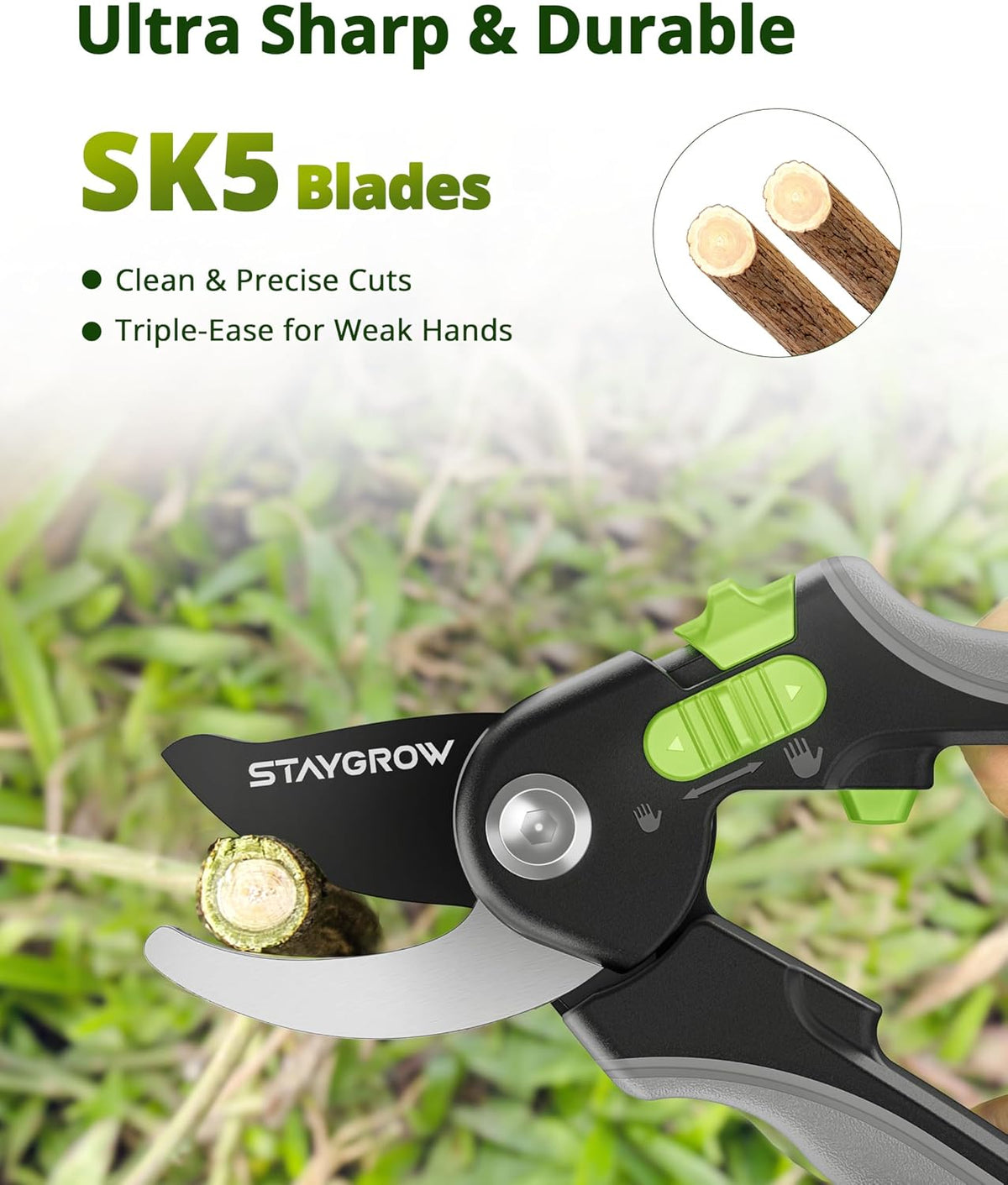 8.5" Pruning Shears for Gardening SK5 Sharp Garden Shears