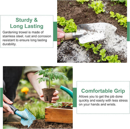 HARFINGTON Garden Hand Shovel 11.8" x 4.5" Stainless Steel Square Shovel Hand Trowel Gardening Tools for Transplanting Weeding Digging Planting