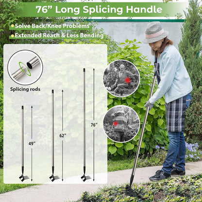 Garden Hoe,2 in 1 Heavy Duty Stirrup Hoe and Cultivator Gardening Tool with 75” Adjustable Long Handle,Lightweight Weeding Rake for Fast Weeds Grass Removal,Cultivating,Loosen Soil, Sharp Blade