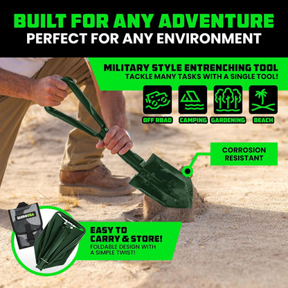 Rhino USA Folding Survival Shovel with Pick - Military Entrenching Tool