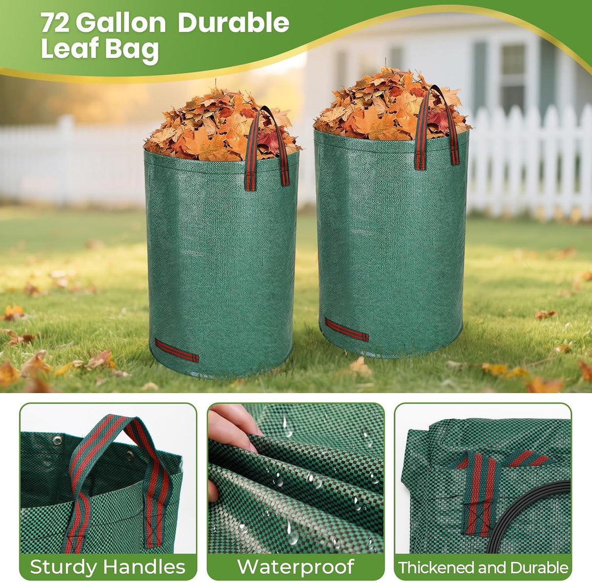 2 Pack Garden Rake for Leaves: 18" Wide Heavy Duty Rakes for Lawns with 72 Gallon Leaf Bags and Scoops, Metal Leaf Rake Set with73 Adjustable Long Handle 25 Tines for Yard, Garden, Lawn