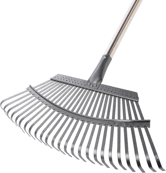 Yocada 19.3" Garden Leaf Rake Wide Heavy Duty (25 Tines) 68.9"