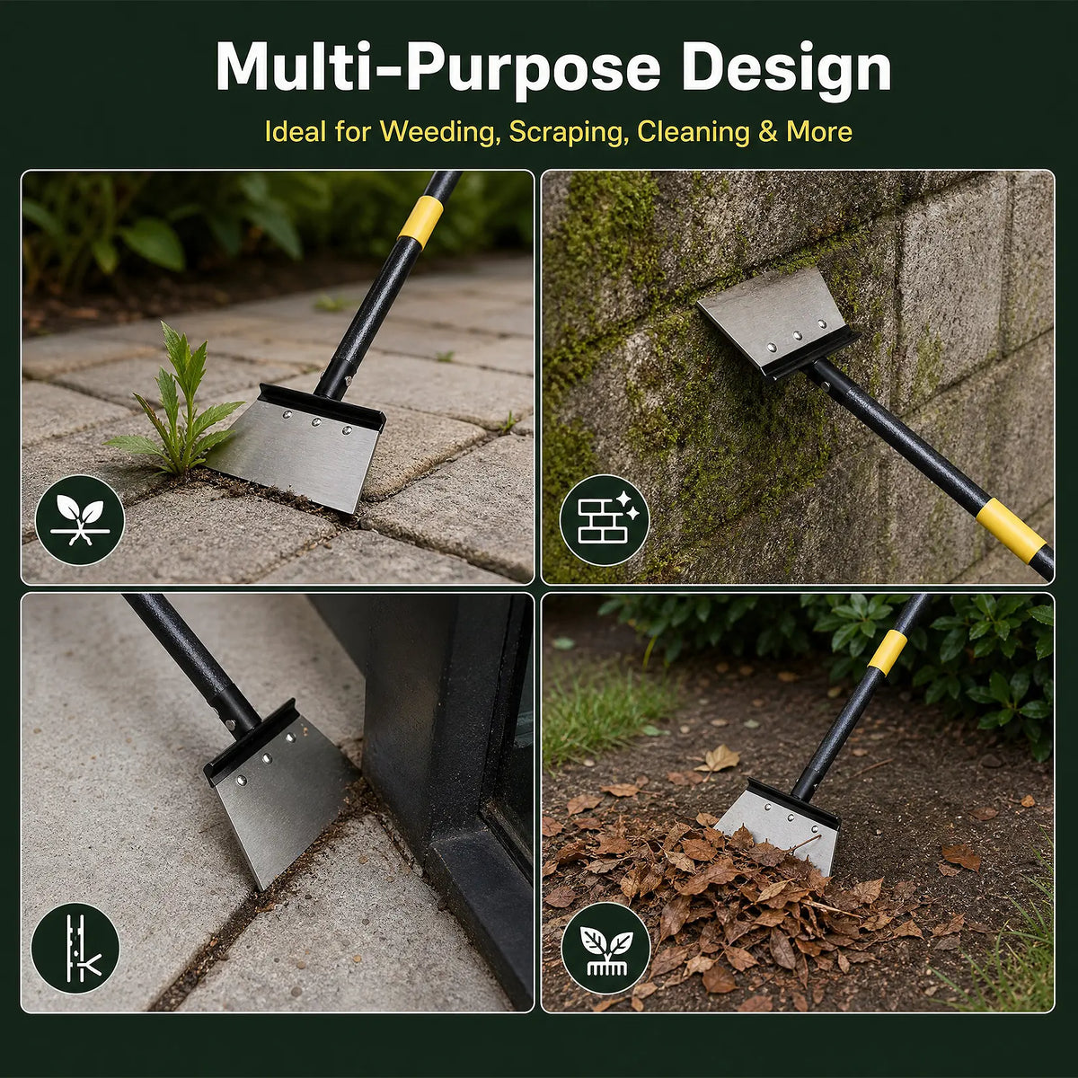 Yellow Heavy-Duty Carbon Steel Garden Shovel - Multi-Length (60/72/88 in), 10.24 in Rust-Resistant Stainless Blade, Ergonomic Non-Slip Grip Manual Tool, Heavy-Duty Construction for Garden Maintenance, Pavement Removal, Outdoor Use