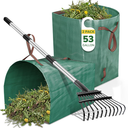 Rake for Leaves Heavy Duty 72 Inch Long Expandable Leaf Rake, 18 Inch Wide Garden Rakes with 25 Reinforced Tines and Stainless Steel Handle for Lawn, Yard, Leaf Cleanup