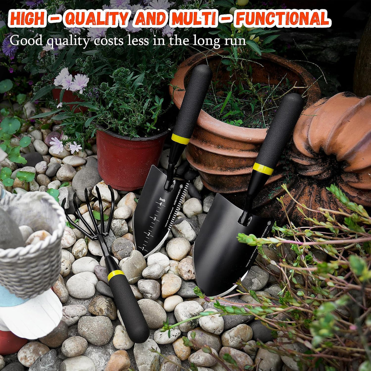 Kemaier 3-Piece Garden Tool Set, Heavy-Duty Stainless Steel Premium Tools