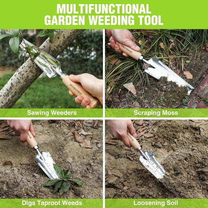 WORKPRO Garden Trowel with Wood Handle, Stainless Steel Narrow Hand Shovel