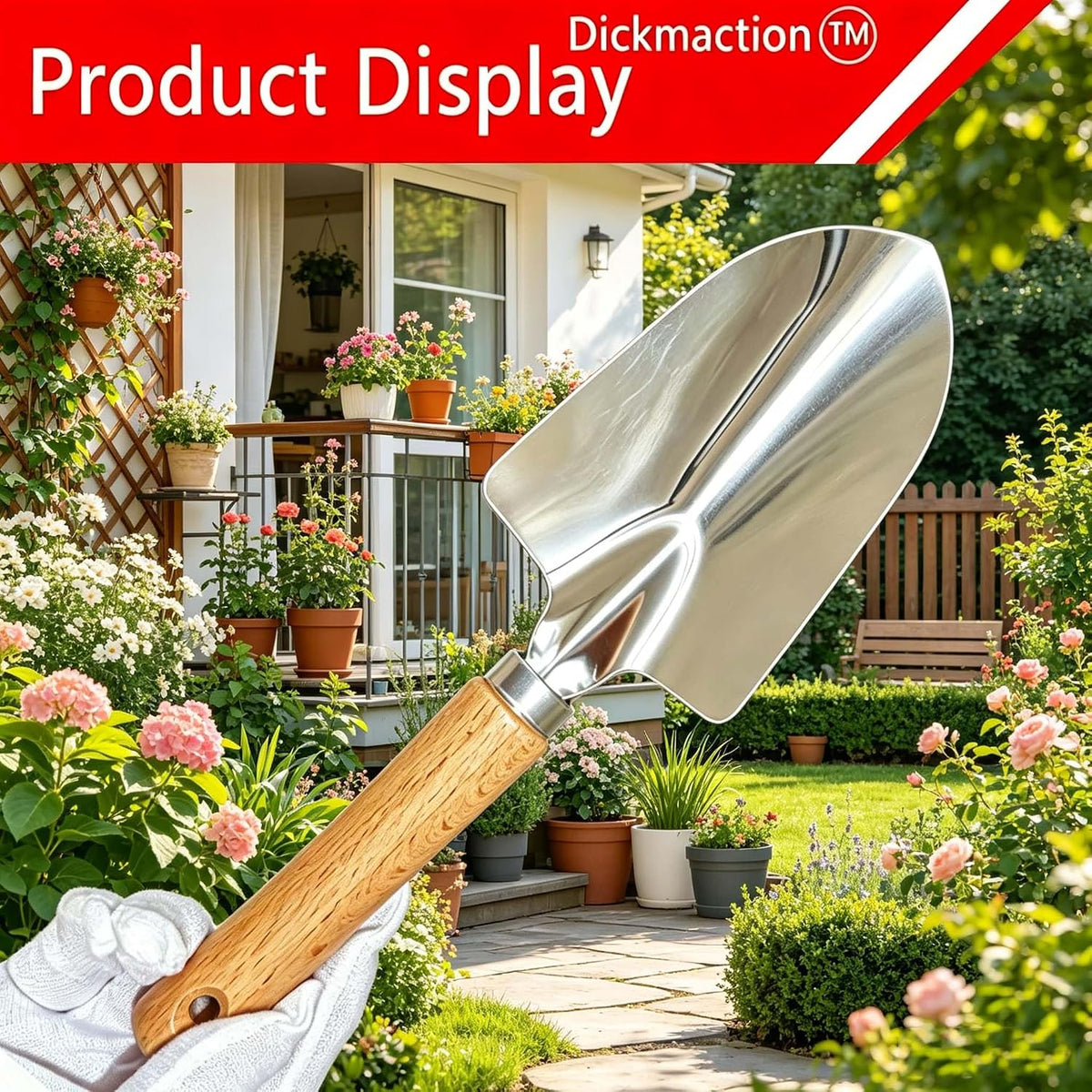 2 Pack Garden Trowel Set Stainless Steel Hand Shovel with Measurement Marks for Digging Planting and Transplanting Garden Work