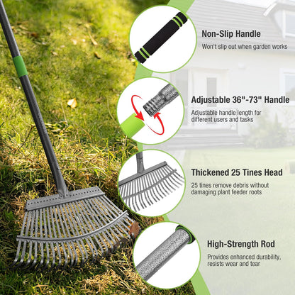 WORKPRO Rakes, Small Leaf Rake with 73” Adjustable Long Handle