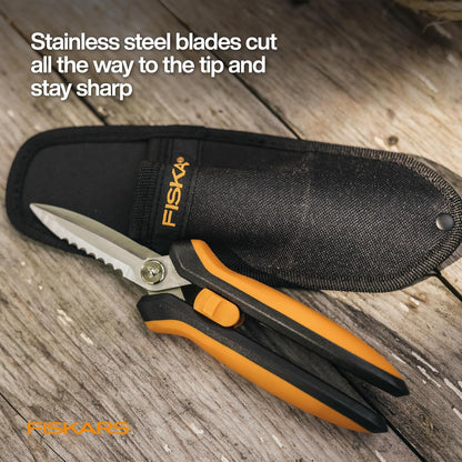Fiskars 8" SoftGrip Pruning Shears, Multipurpose Garden Snips with Sheath
