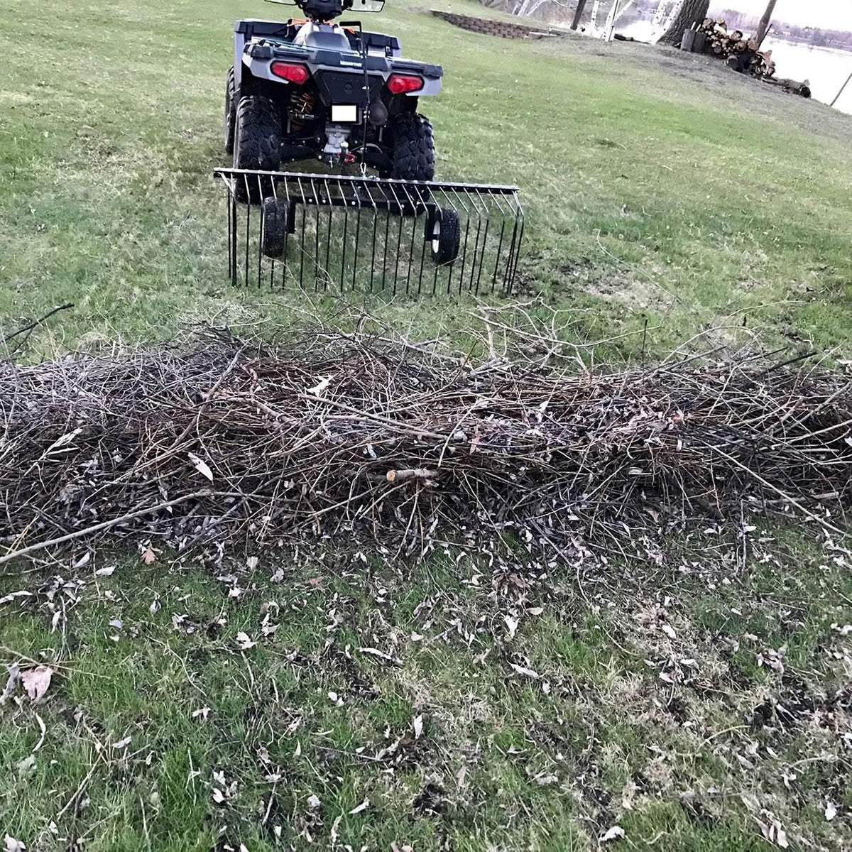 Yard Tuff Steel Pine Straw Rake and Lawn Sweeper, 24 Spring Tines, 60-Inch