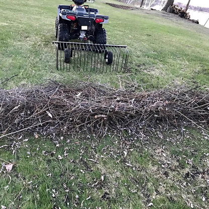 Yard Tuff Steel Pine Straw Rake and Lawn Sweeper, 24 Spring Tines, 60-Inch