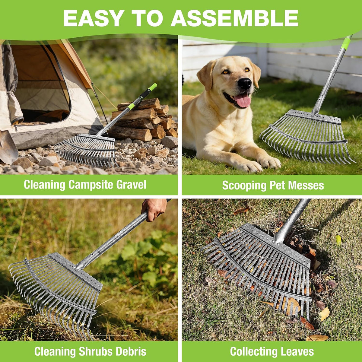 WORKPRO Rakes, Small Leaf Rake with 73” Adjustable Long Handle