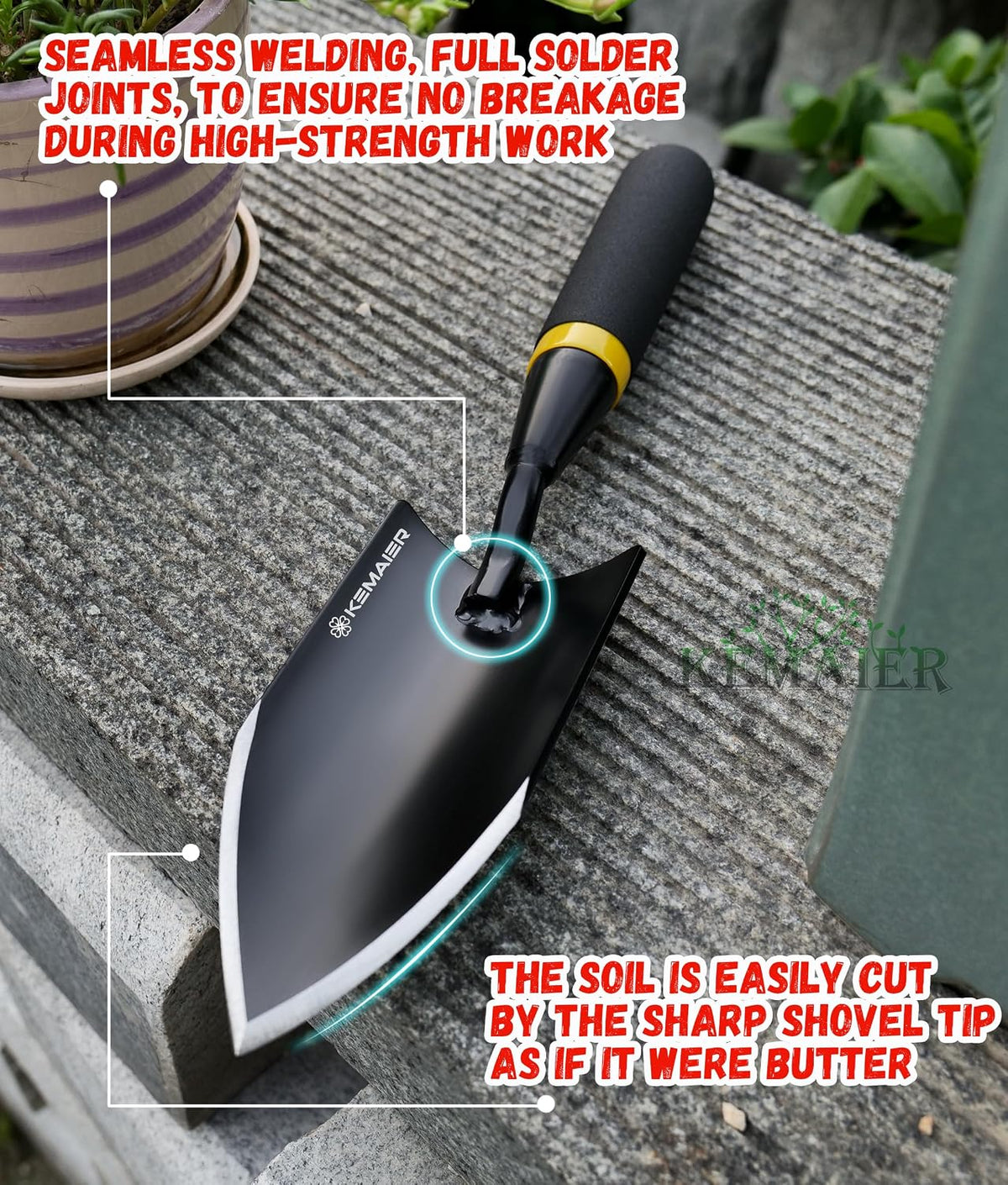 Kemaier Heavy Duty Gardening Hand Trowel - Carbon Steel Shovels Tool