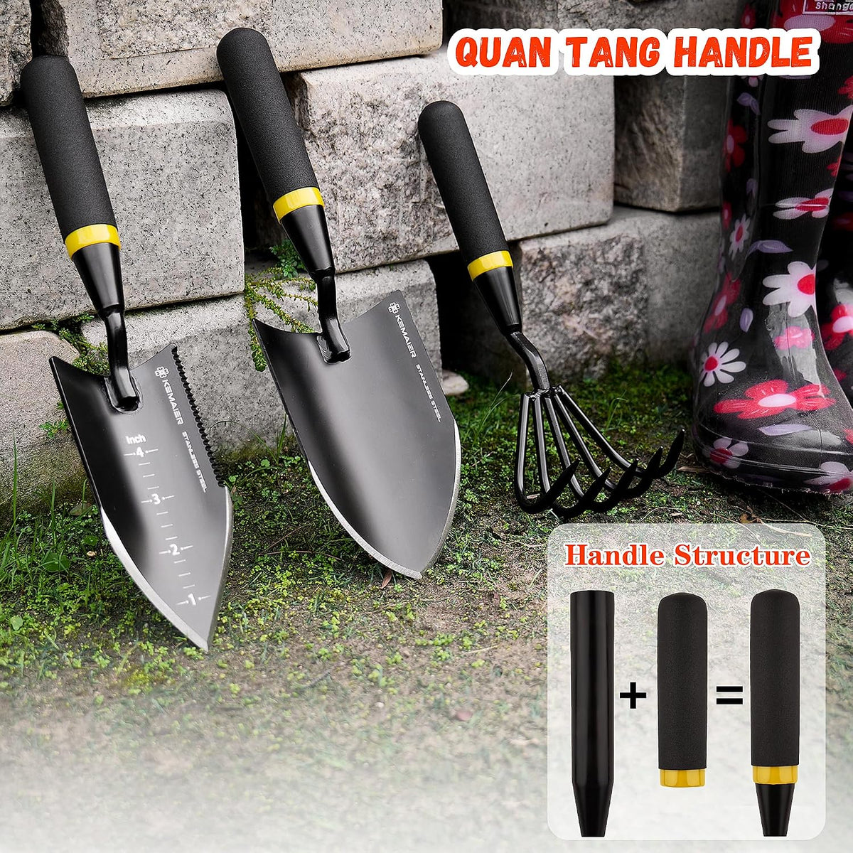 Kemaier 3-Piece Garden Tool Set, Heavy-Duty Stainless Steel Premium Tools