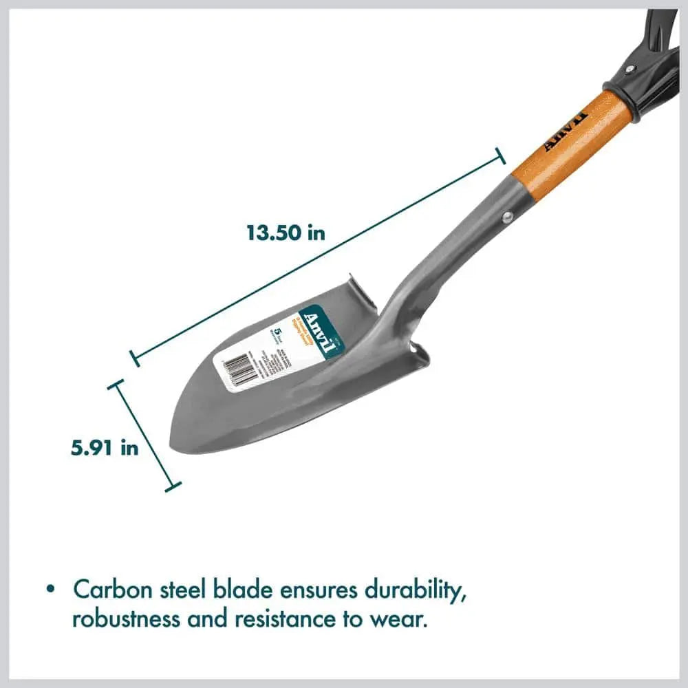 18 in. Carbon Steel Compact Design Digging Shovel with D-Grip Short Handle, Heavy-Duty Garden Spade Tool, Manufacturer Warranty, 18 Inches