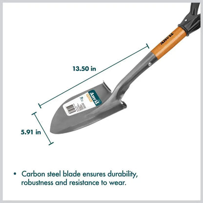 18 in. Carbon Steel Compact Design Digging Shovel with D-Grip Short Handle, Heavy-Duty Garden Spade Tool, Manufacturer Warranty, 18 Inches