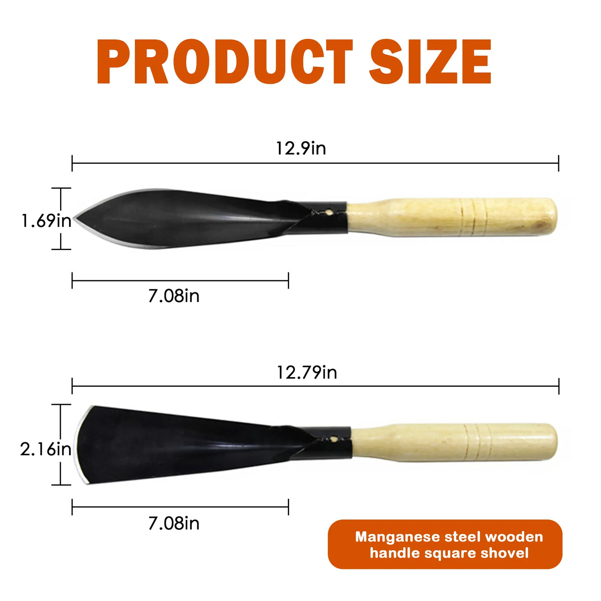 2 Counts Rust Resistant Hand Shovel Tool, Lightweight Gardening Hand Tools Shovels, Excellent hand shovel implement for gardening, removing weeds, transplanting and digging., Pointed Tip and Flat Tip