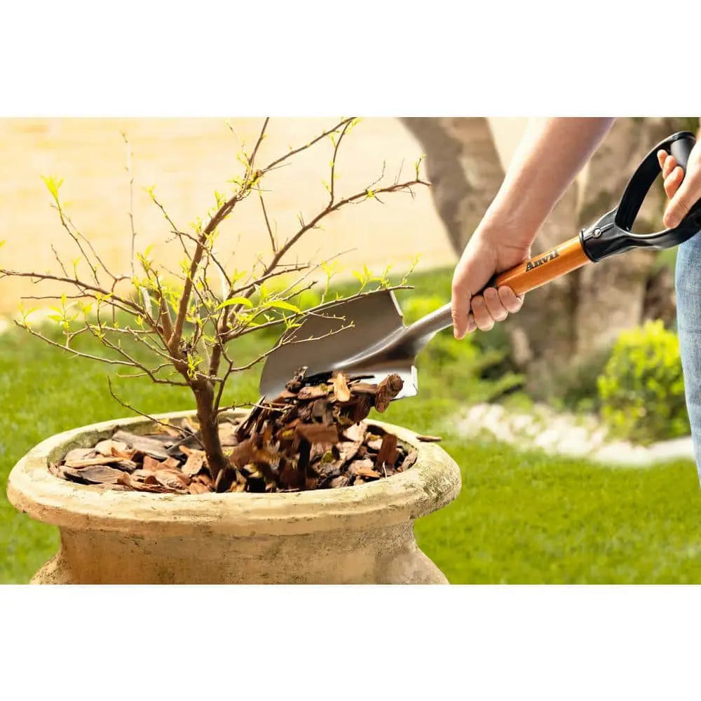 18 in. Carbon Steel Compact Design Digging Shovel with D-Grip Short Handle, Heavy-Duty Garden Spade Tool, Manufacturer Warranty, 18 Inches