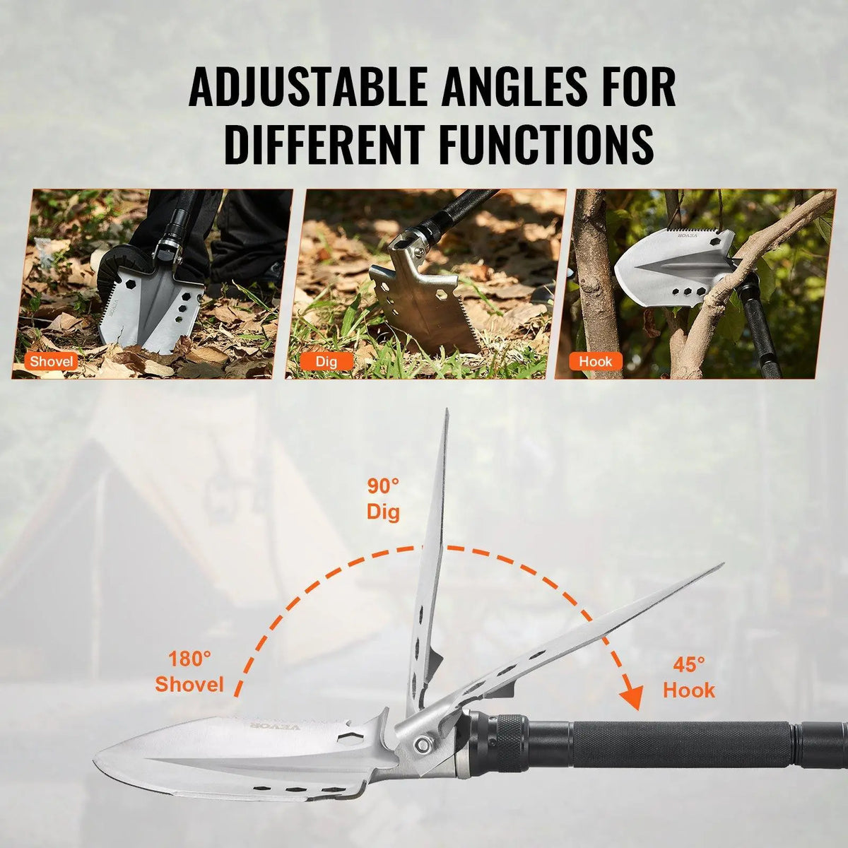 【Fallpicks】13-in-1 Folding Survival Shovel - VEVOR Portable Compact Multitool, All Metal EDC Tool, Copper Adults’ Survival Equipment, Outdoor Camping Gadget