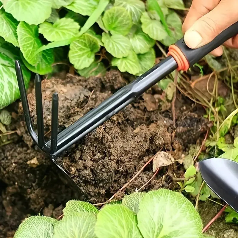 Anti-Rust Garden Tool Set - 4-Piece Rust Resistant Soil Loosening Gardening Kit with 2 Shovels, Rake, Cultivator, Transplanting Tool, Ergonomic Rubber Grip Handles, Anti-Rust Garden Tool Sets, Rust Resistant Garden Tool Sets, Soil Loosening Garden Tool Se