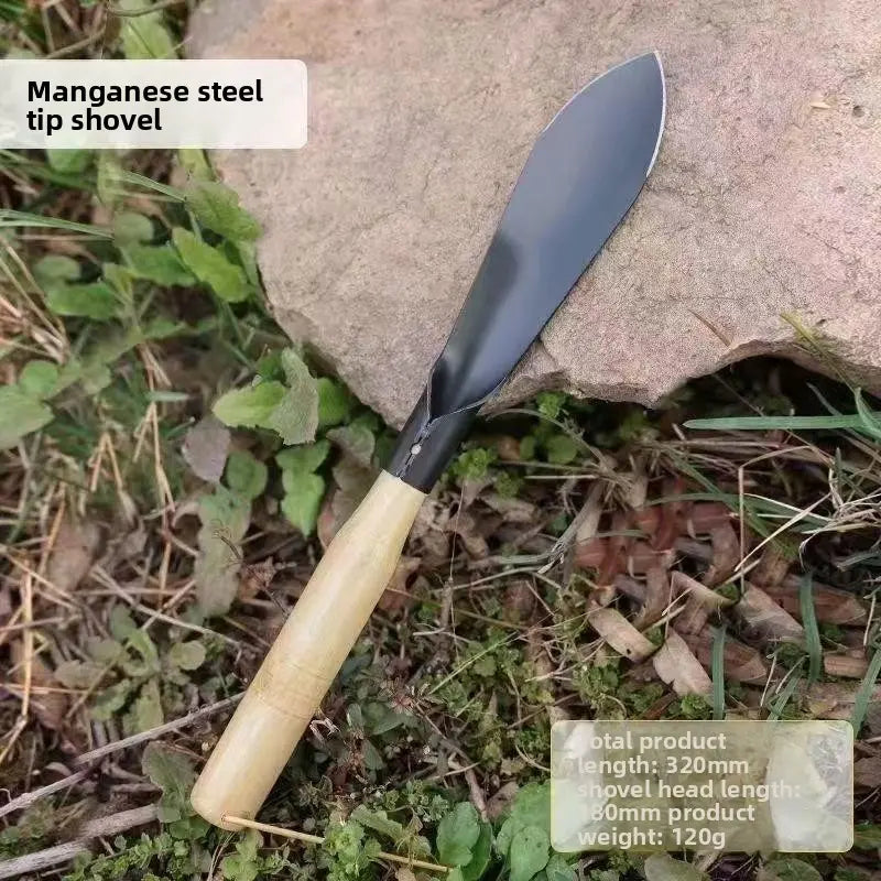 Manganese Steel Garden Shovel Set (2-Count) - Durable Wooden-Handled Trowels, Compact and Easy to Handle, Pointed & Flat Tips, Ideal for Beginners' General Gardening Tasks, Outdoor Gardening Supplies