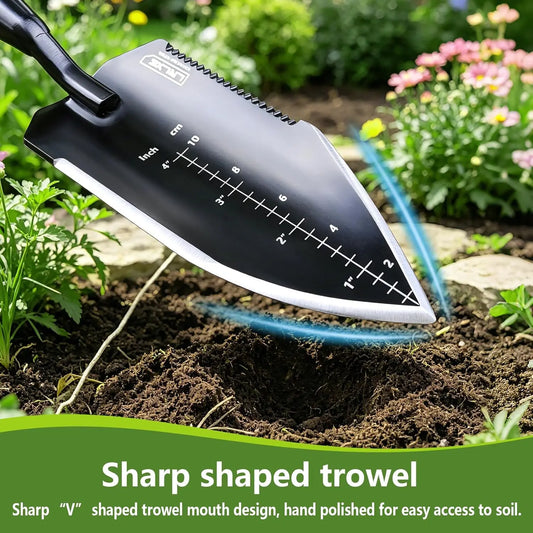Heavy Duty Garden Trowel, Stainless Steel Pointed Hand Shovel with Non-Slip Rubber Handle, Ideal for Digging, Weeding, Transplanting, Planting Bulbs & Soil Scooping